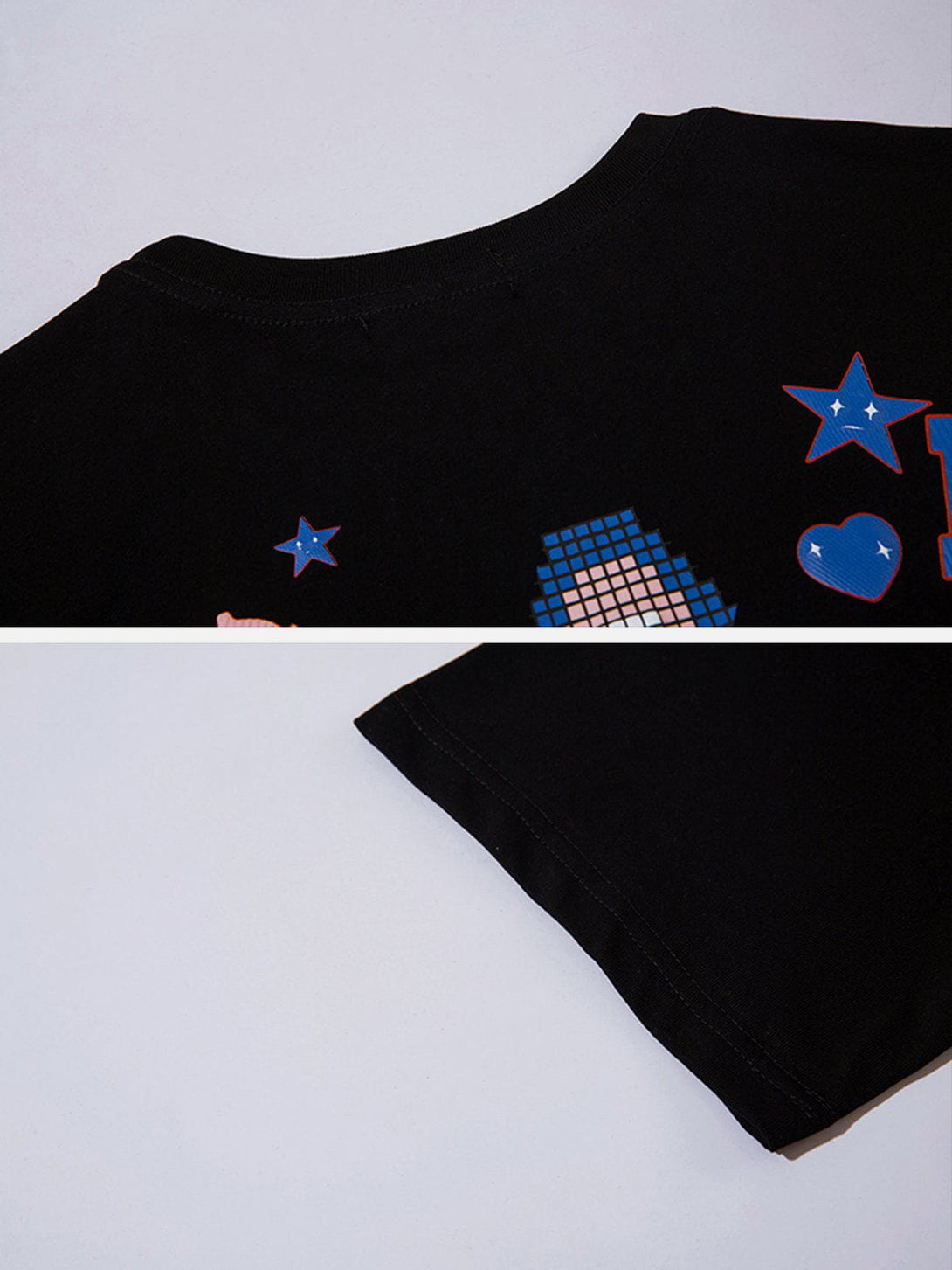 Lacezy - Foam Letter Star Print Tee- Streetwear Fashion - lacezy.com