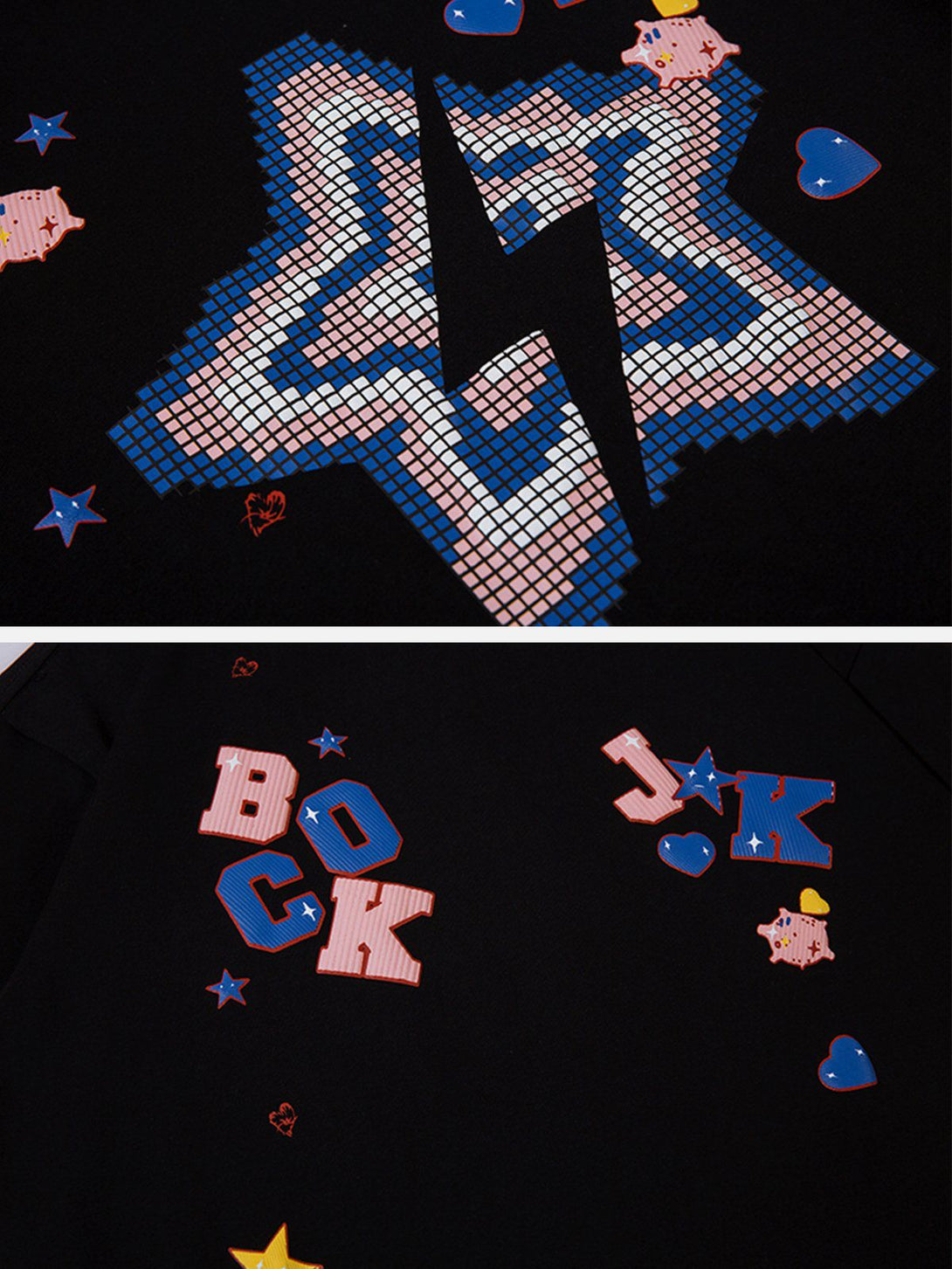 Lacezy - Foam Letter Star Print Tee- Streetwear Fashion - lacezy.com