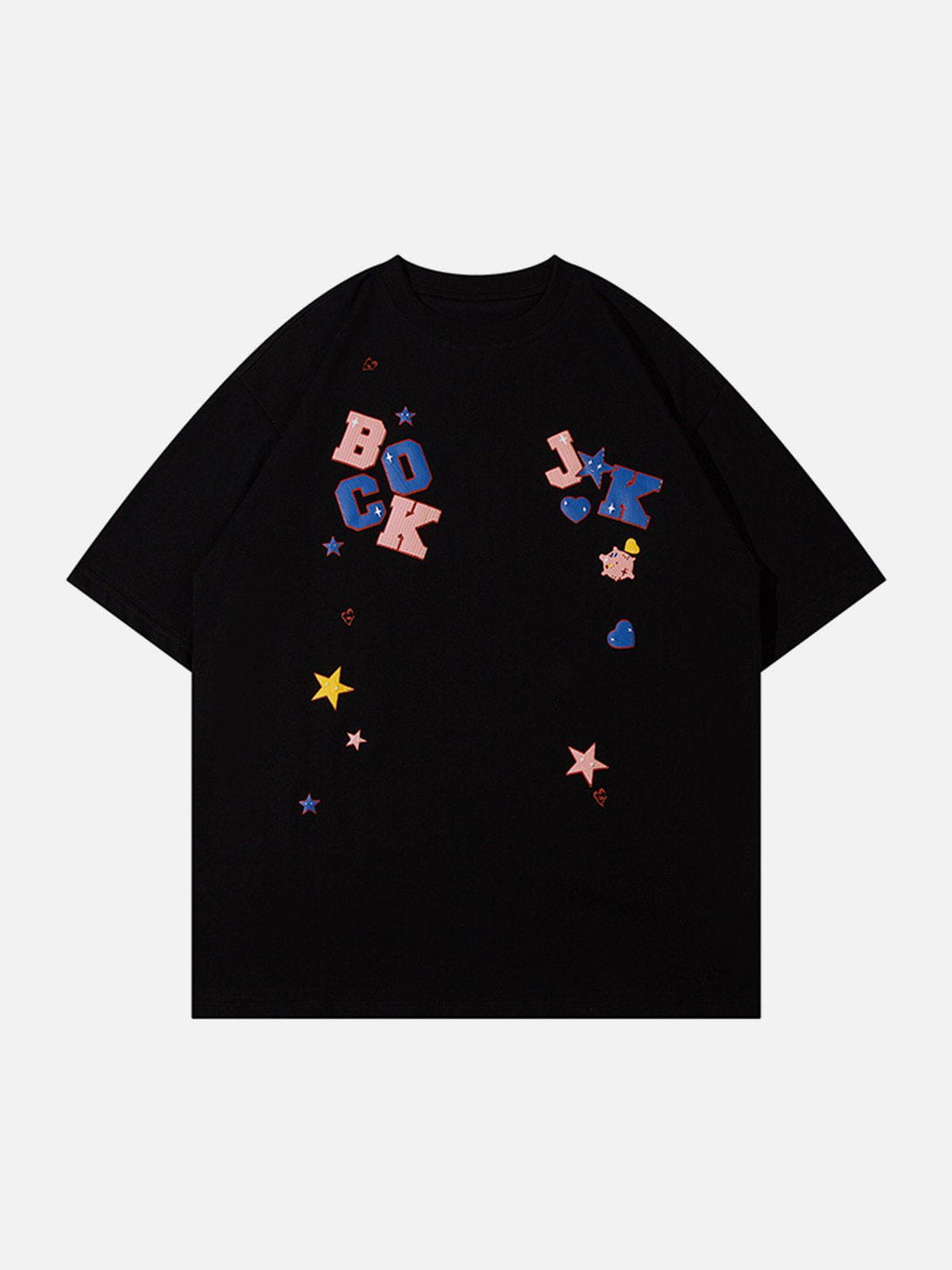 Lacezy - Foam Letter Star Print Tee- Streetwear Fashion - lacezy.com