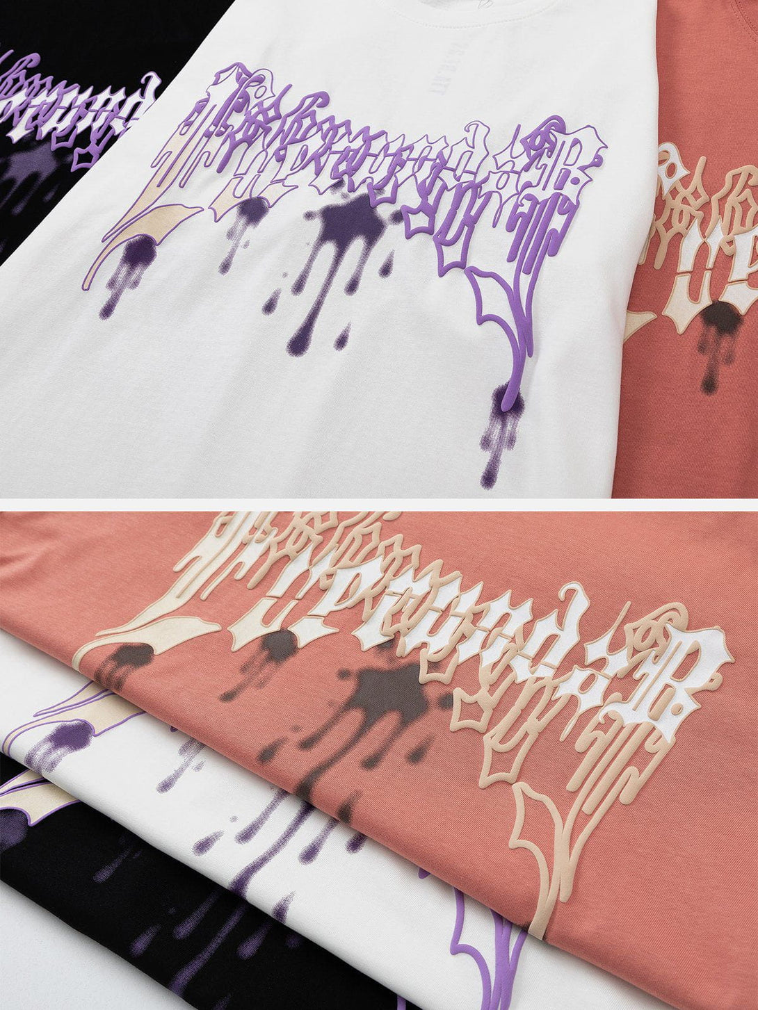 Lacezy - Foam Printing Water Stains Print Tee- Streetwear Fashion - lacezy.com