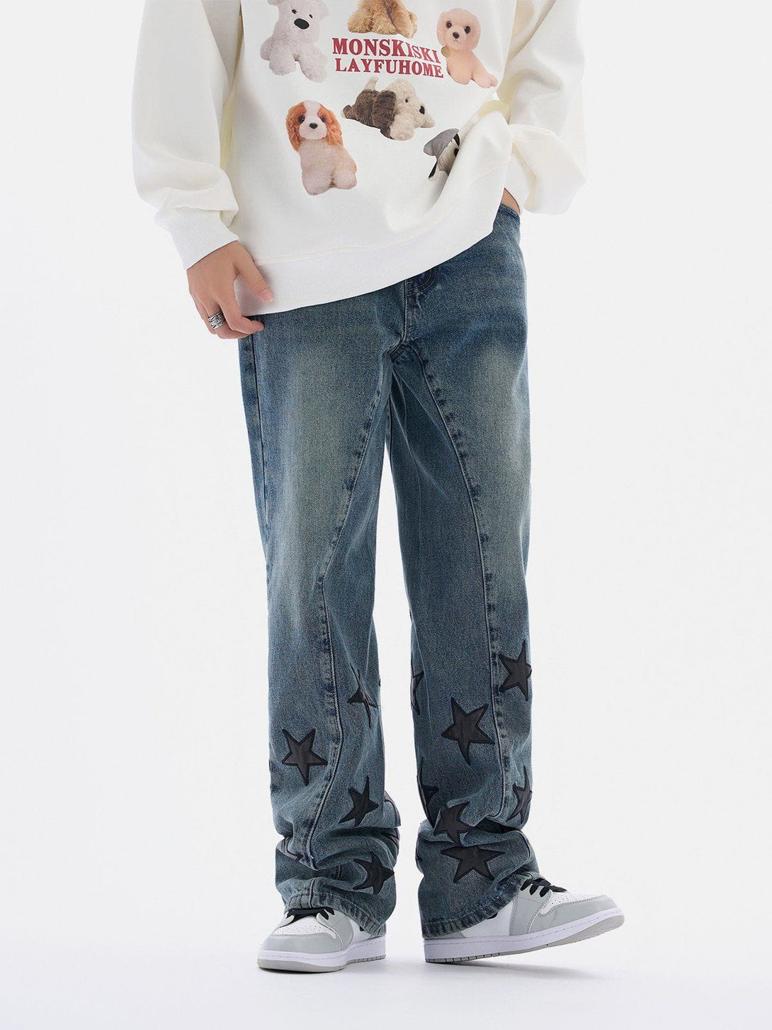 Lacezy - Foot Mouth Star Jeans [���]- Streetwear Fashion - lacezy.com