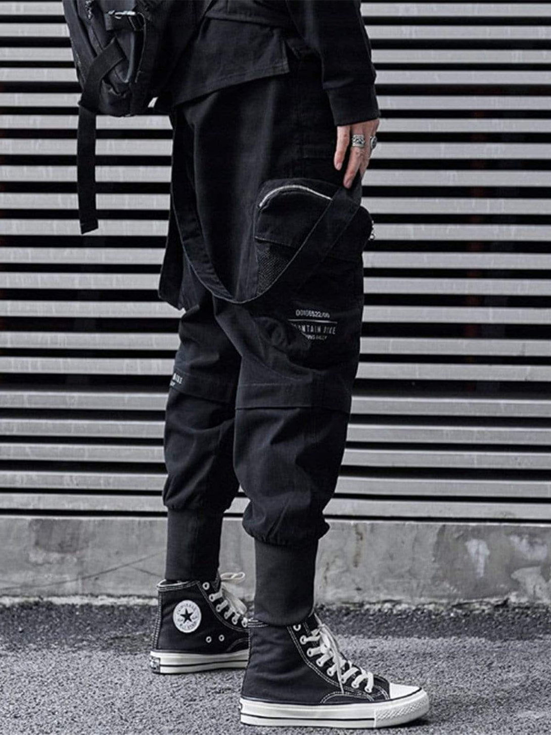 Lacezy - Function Buttons Ribbons Stereoscopic Pockets Cargo Pants- Streetwear Fashion - lacezy.com