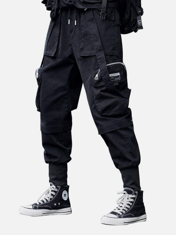 Lacezy - Function Buttons Ribbons Stereoscopic Pockets Cargo Pants- Streetwear Fashion - lacezy.com