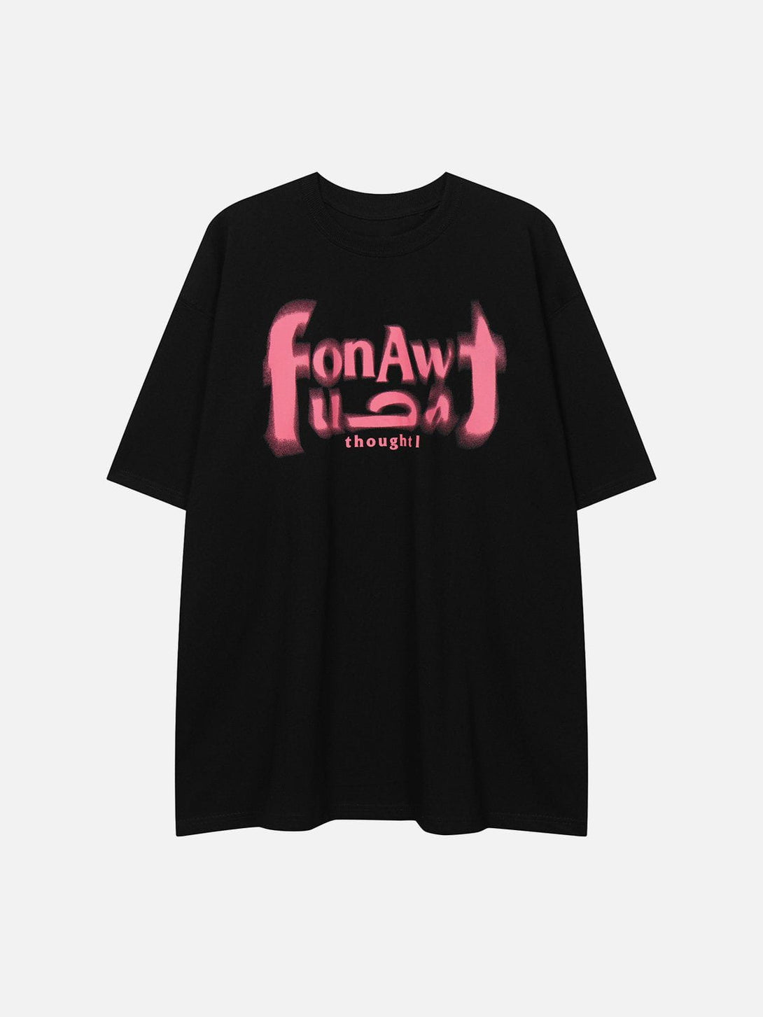 Lacezy - Fuzzy Letter Print Tee- Streetwear Fashion - lacezy.com