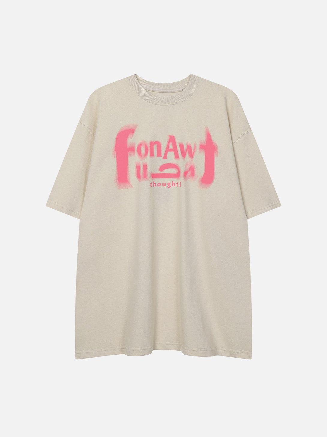 Lacezy - Fuzzy Letter Print Tee- Streetwear Fashion - lacezy.com