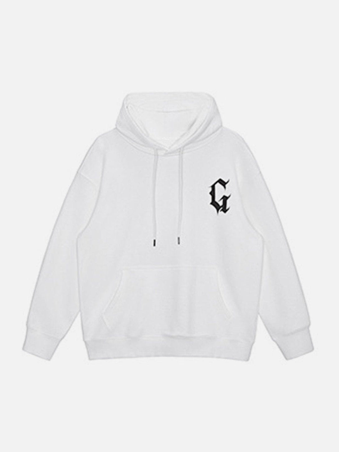 Lacezy - G Gothic Letter Print Hoodie- Streetwear Fashion - lacezy.com