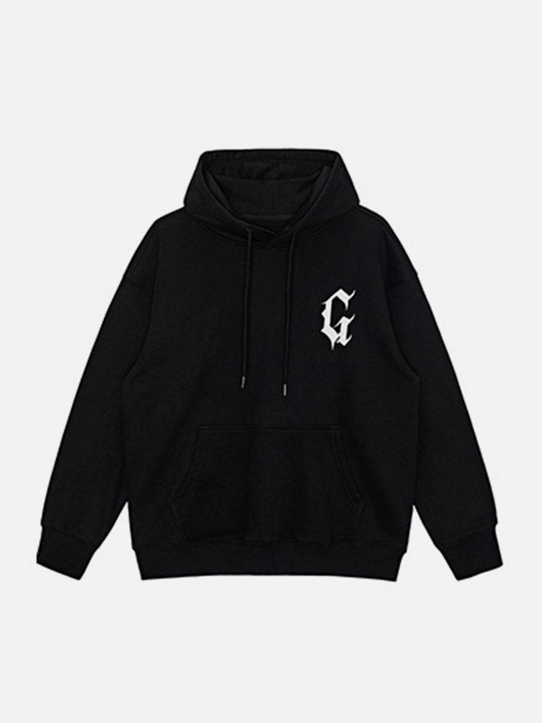 Lacezy - G Gothic Letter Print Hoodie- Streetwear Fashion - lacezy.com