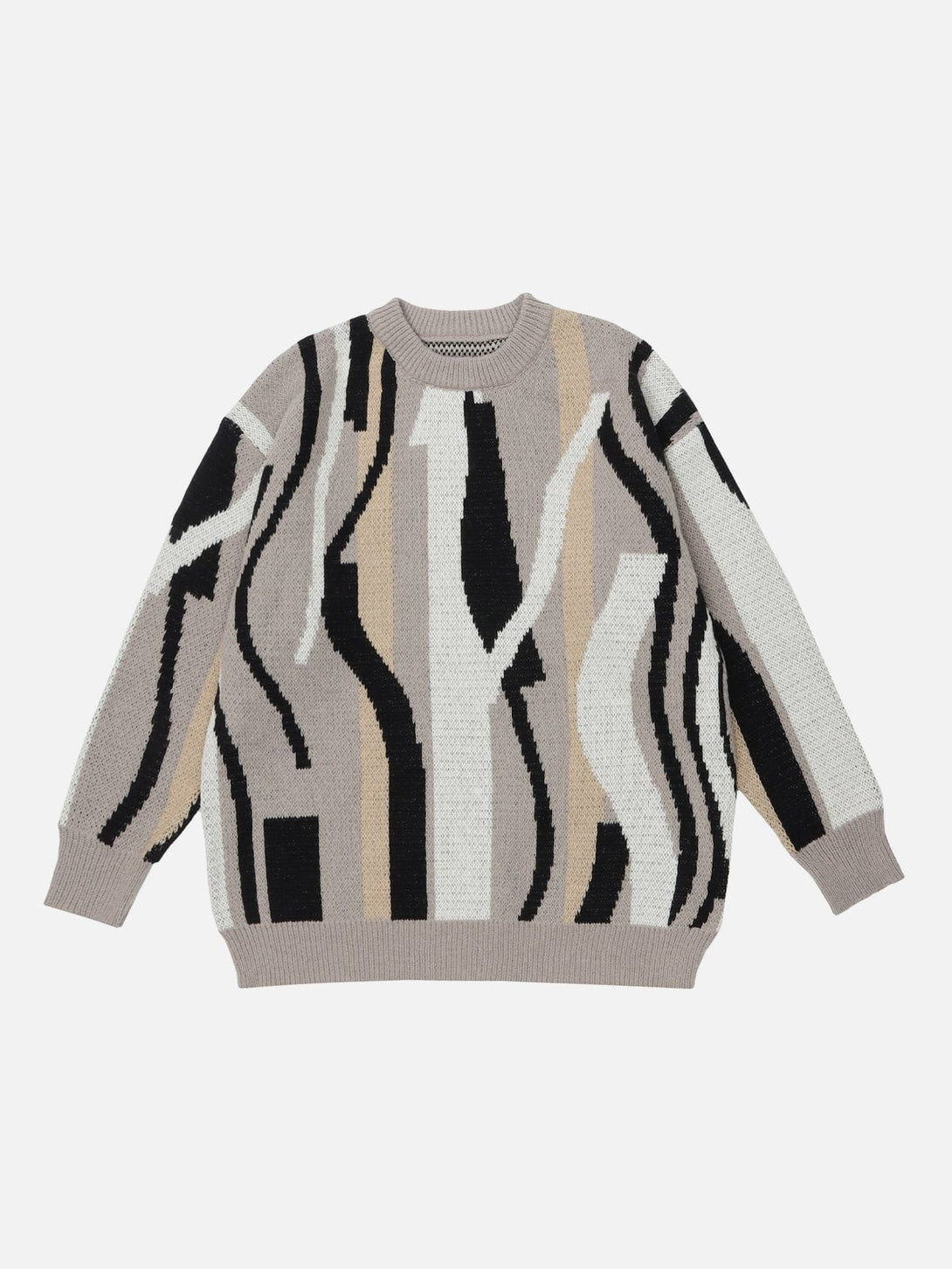 Lacezy - Geometric Stripes Sweater- Streetwear Fashion - lacezy.com