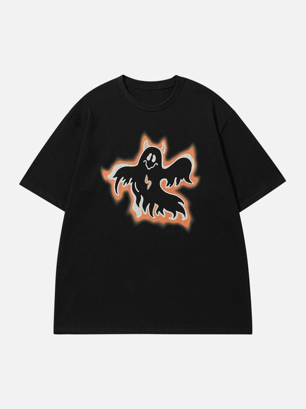 Lacezy - Ghost Demon Corner Print Tee- Streetwear Fashion - lacezy.com