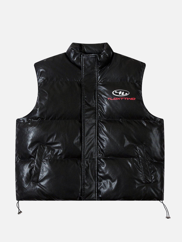 Lacezy - Glossy Letter Print Gilet- Streetwear Fashion - lacezy.com