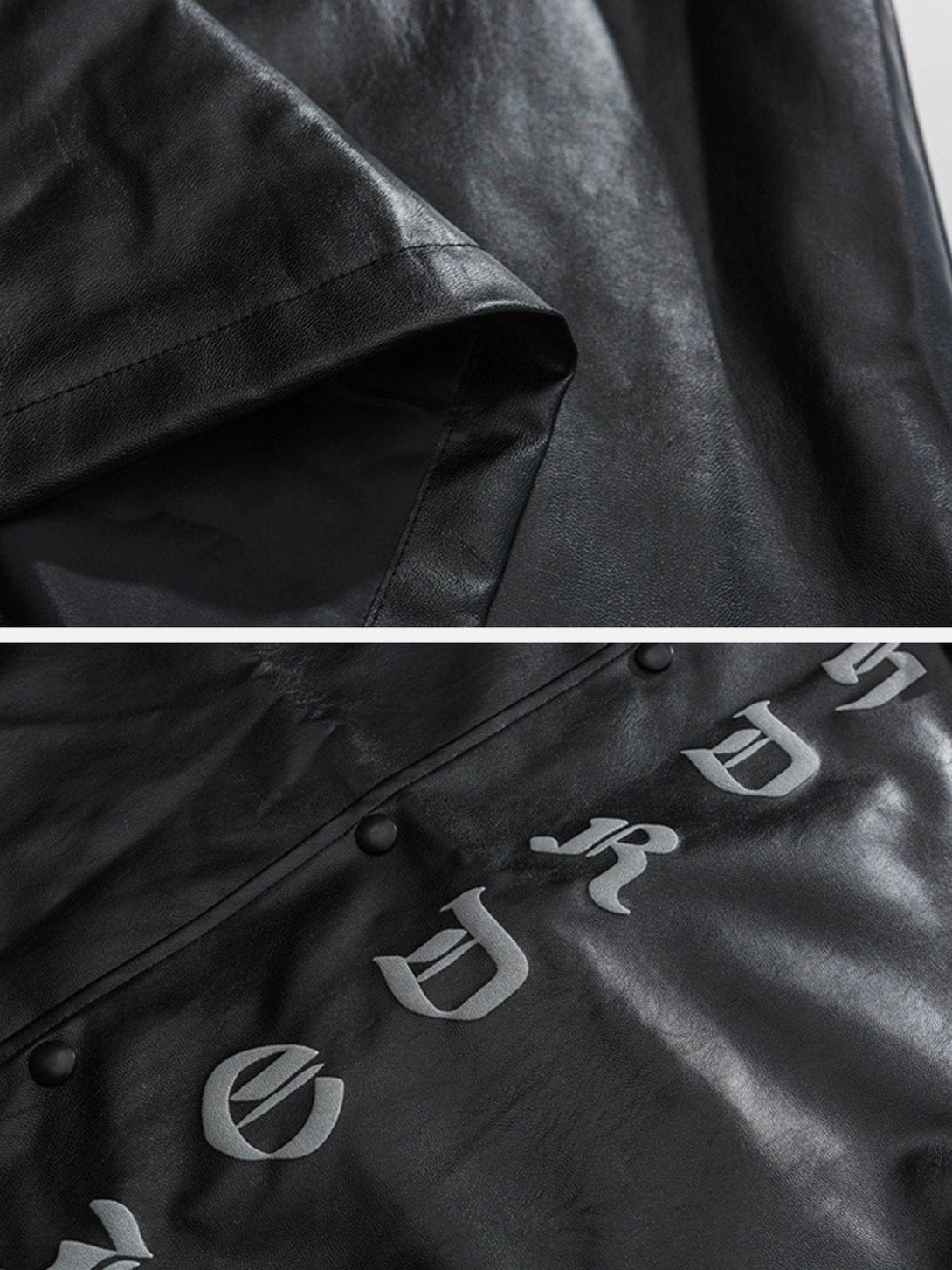 Lacezy - Gothic Letter Print Leather Jacket- Streetwear Fashion - lacezy.com