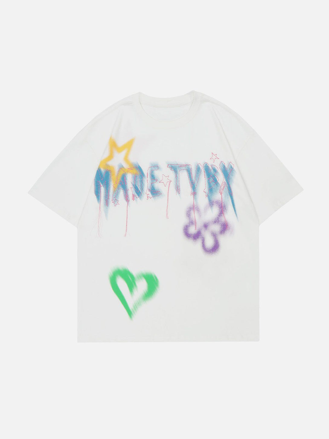 Lacezy - Graffiti Flowers Print Tee- Streetwear Fashion - lacezy.com