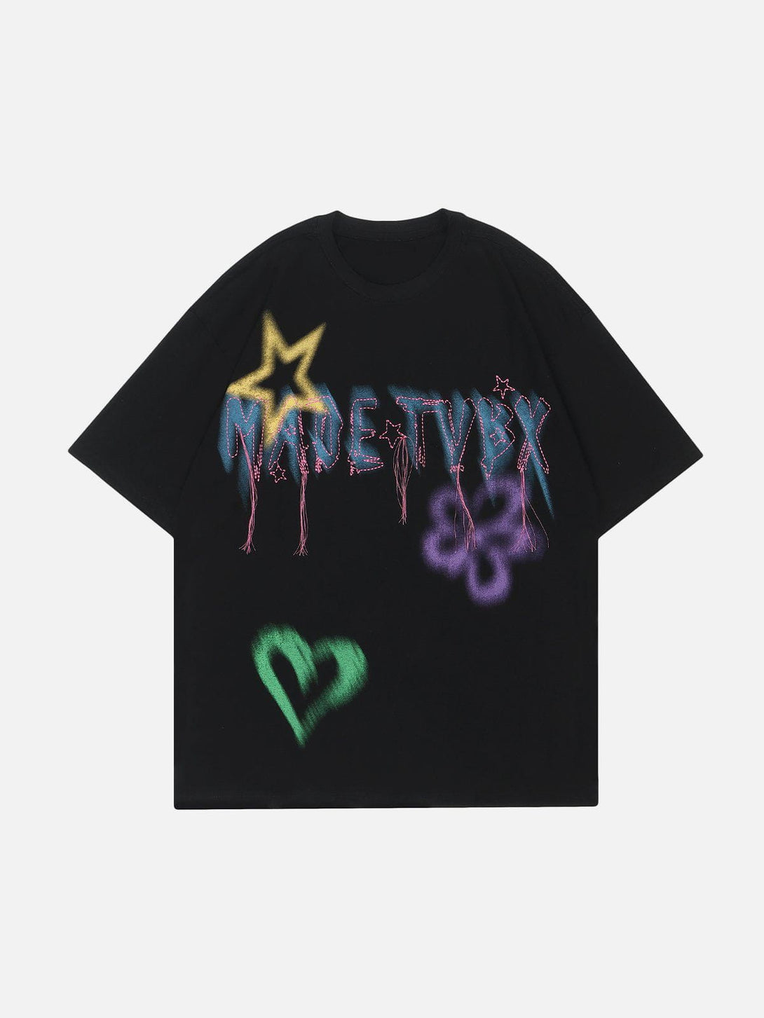 Lacezy - Graffiti Flowers Print Tee- Streetwear Fashion - lacezy.com