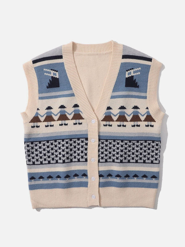 Lacezy - Hand In Hand Pattern Knit Sweater Vest- Streetwear Fashion - lacezy.com