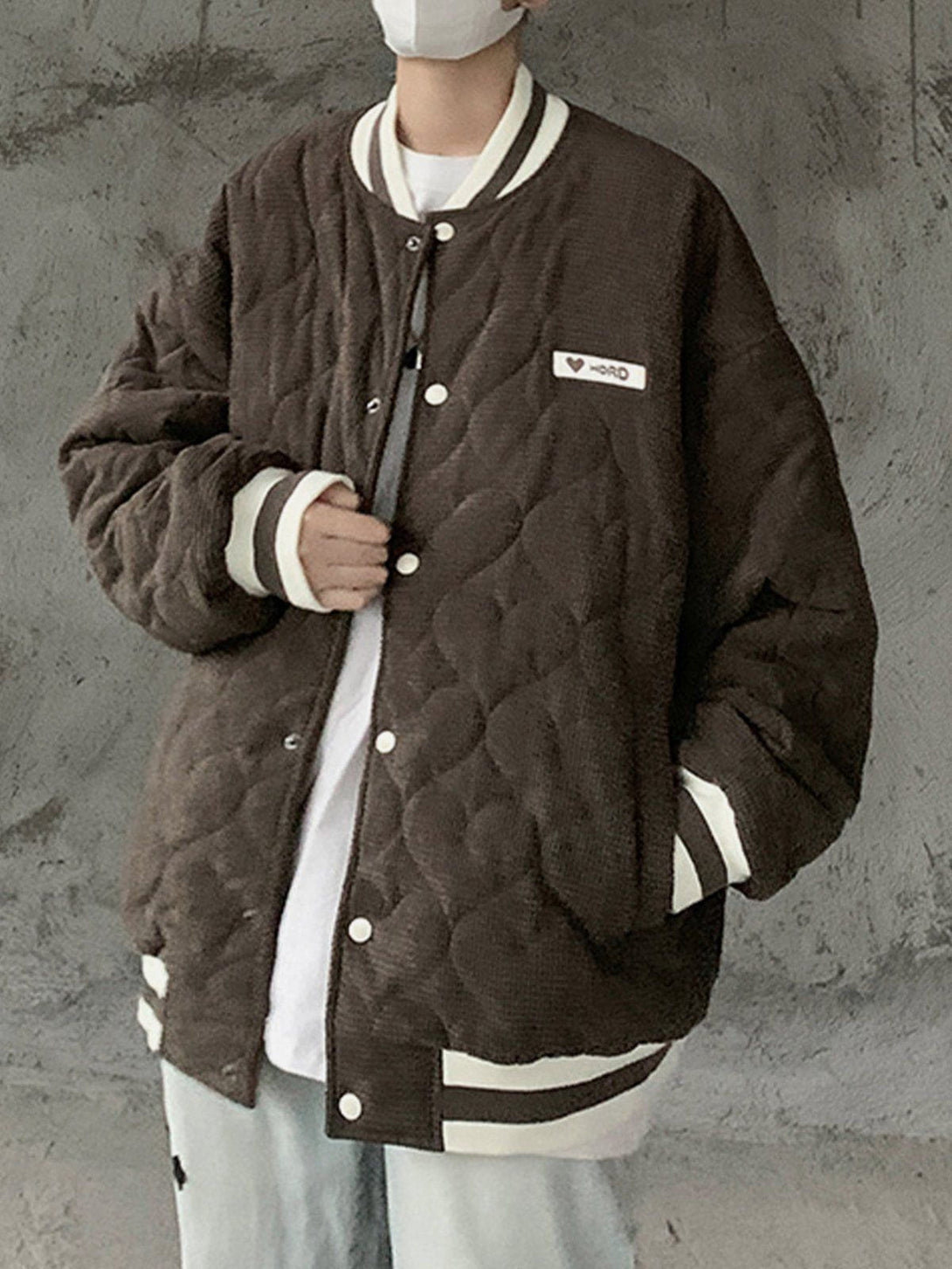 Lacezy - Heart Quilted Flocked Letters Winter Coat- Streetwear Fashion - lacezy.com