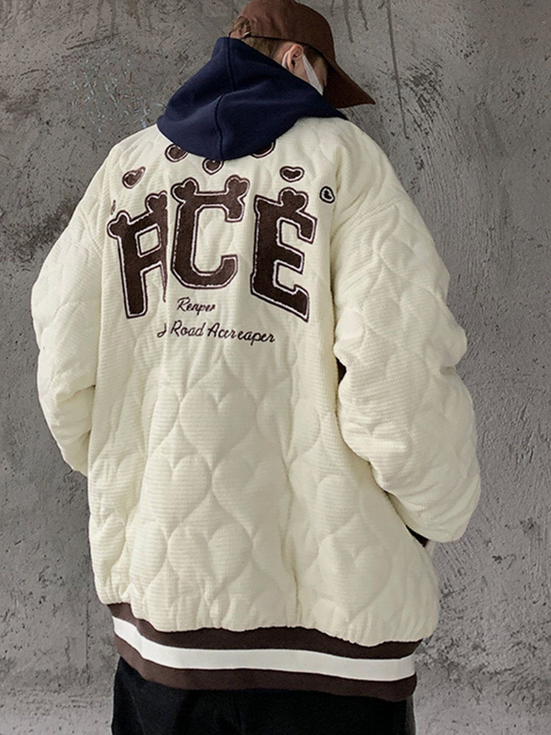 Lacezy - Heart Quilted Flocked Letters Winter Coat- Streetwear Fashion - lacezy.com