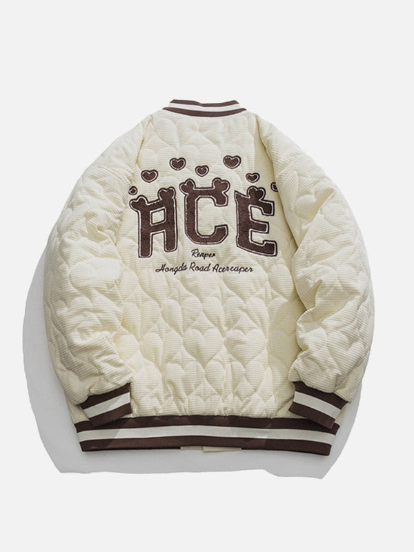 Lacezy - Heart Quilted Flocked Letters Winter Coat- Streetwear Fashion - lacezy.com