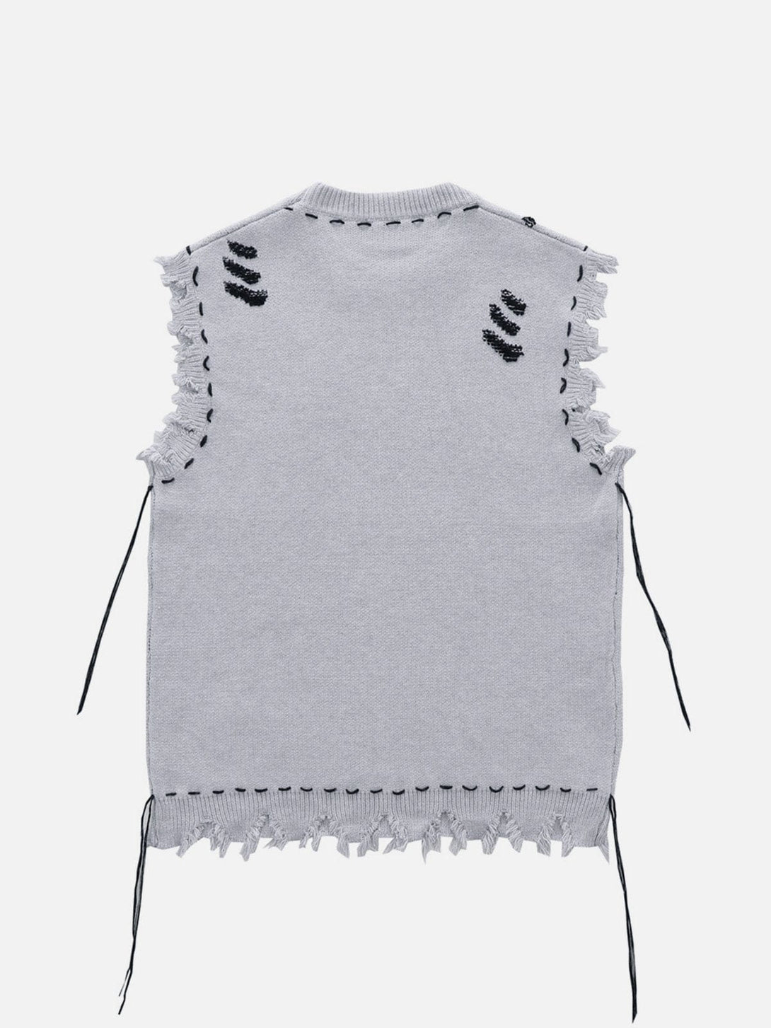 Lacezy - Hole Raw Edge Sweater Vest- Streetwear Fashion - lacezy.com