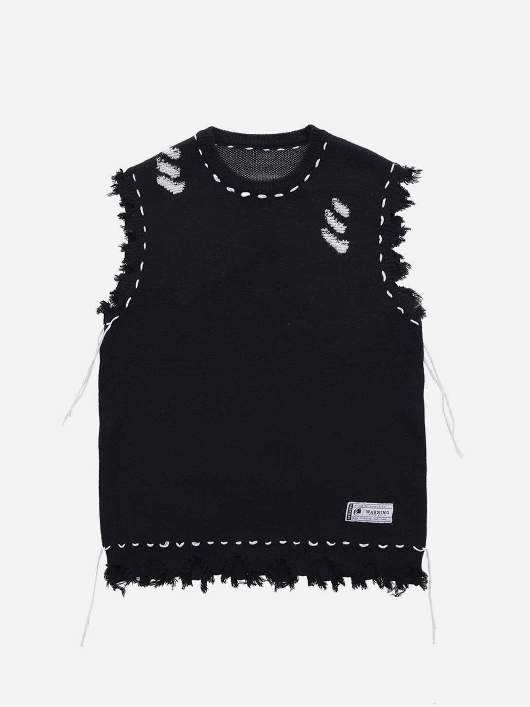 Lacezy - Hole Raw Edge Sweater Vest- Streetwear Fashion - lacezy.com