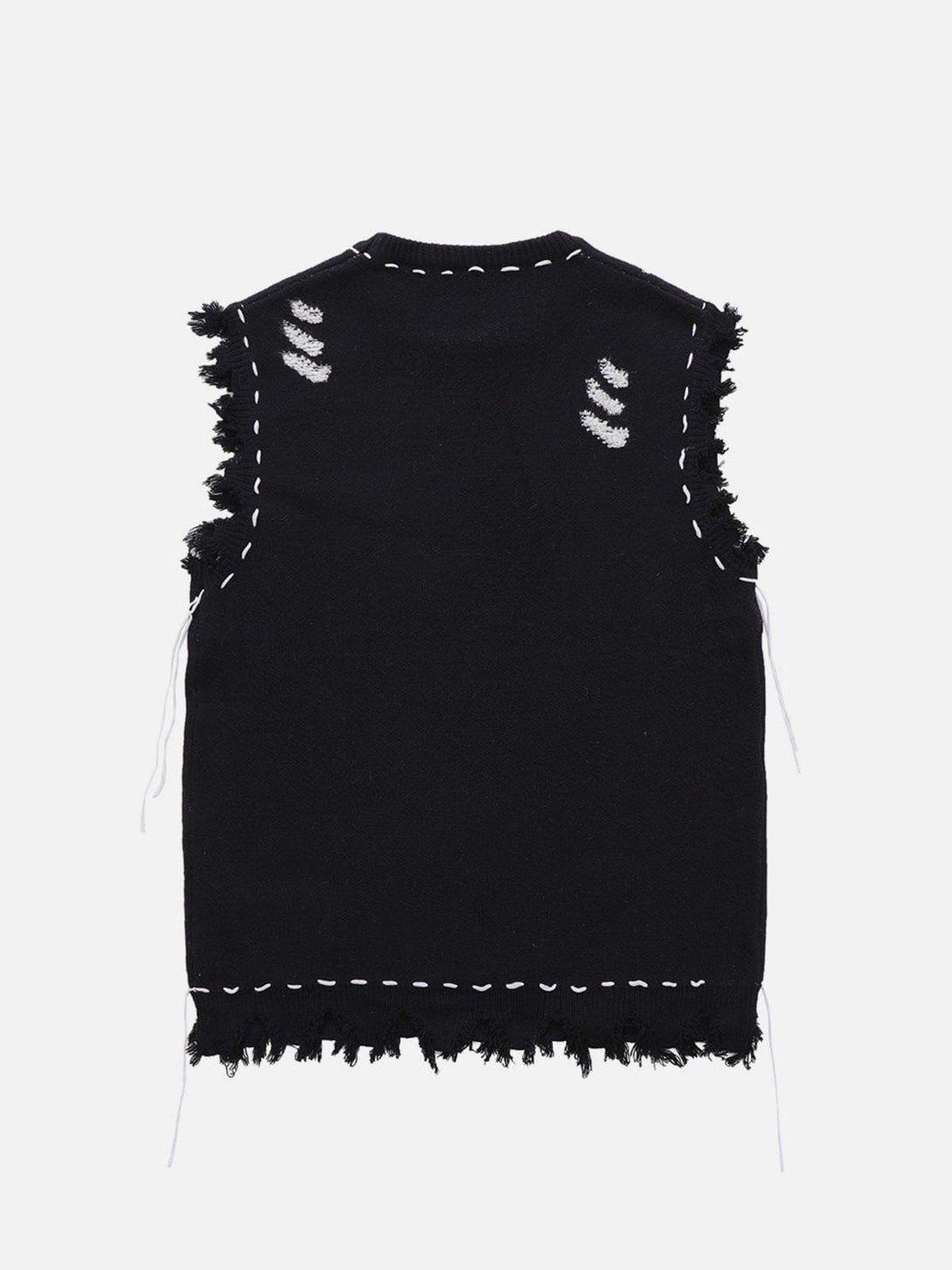 Lacezy - Hole Raw Edge Sweater Vest- Streetwear Fashion - lacezy.com