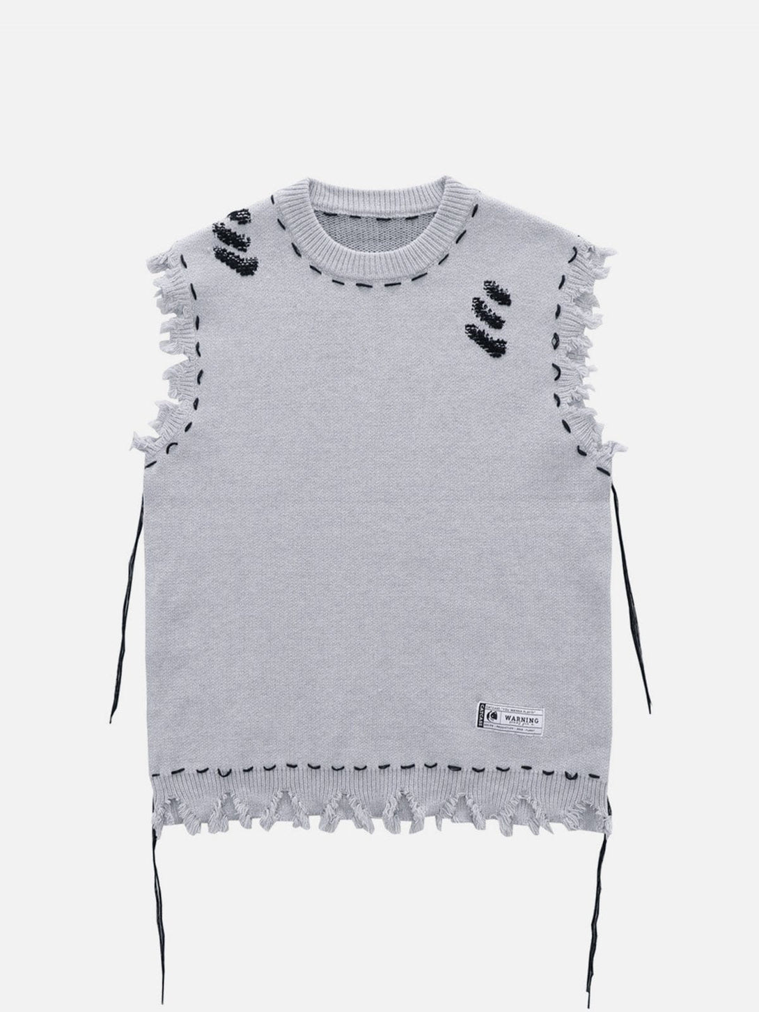 Lacezy - Hole Raw Edge Sweater Vest- Streetwear Fashion - lacezy.com