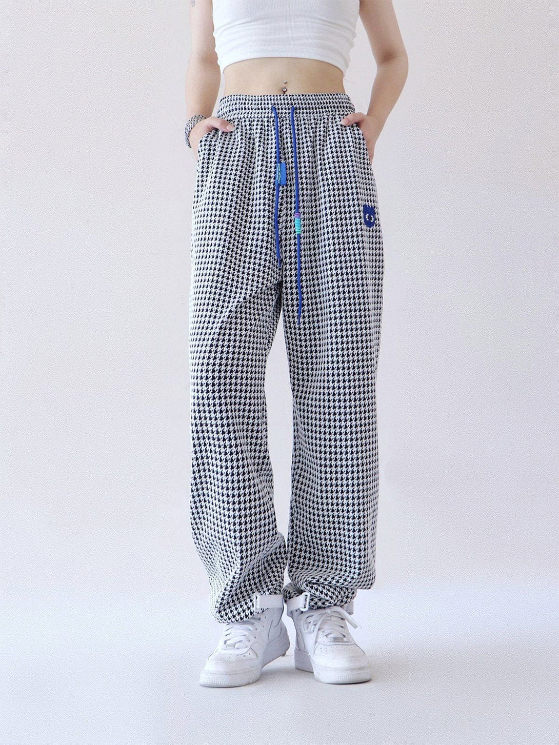 Lacezy - Houndstooth Straight-leg Casual Pants- Streetwear Fashion - lacezy.com