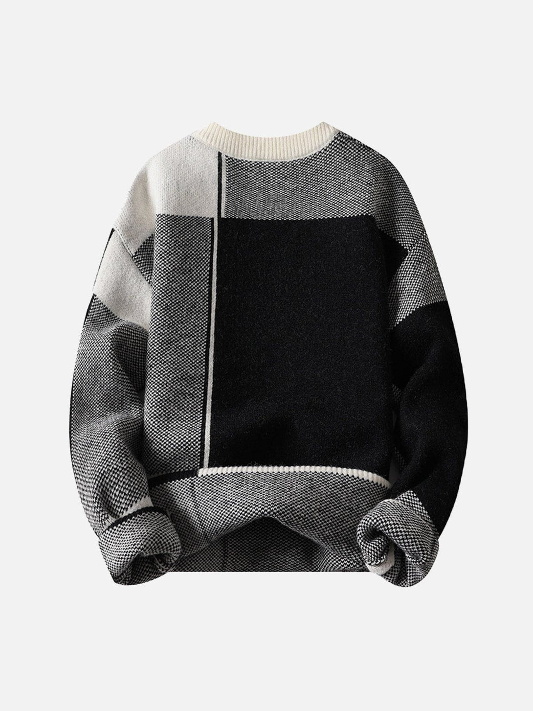 Lacezy - Irregular Contrast Color Plaid Knit Sweater- Streetwear Fashion - lacezy.com