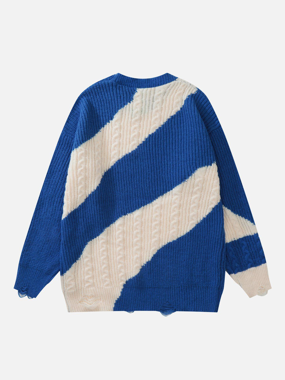 Lacezy - Irregular Contrast Stripe Sweater- Streetwear Fashion - lacezy.com