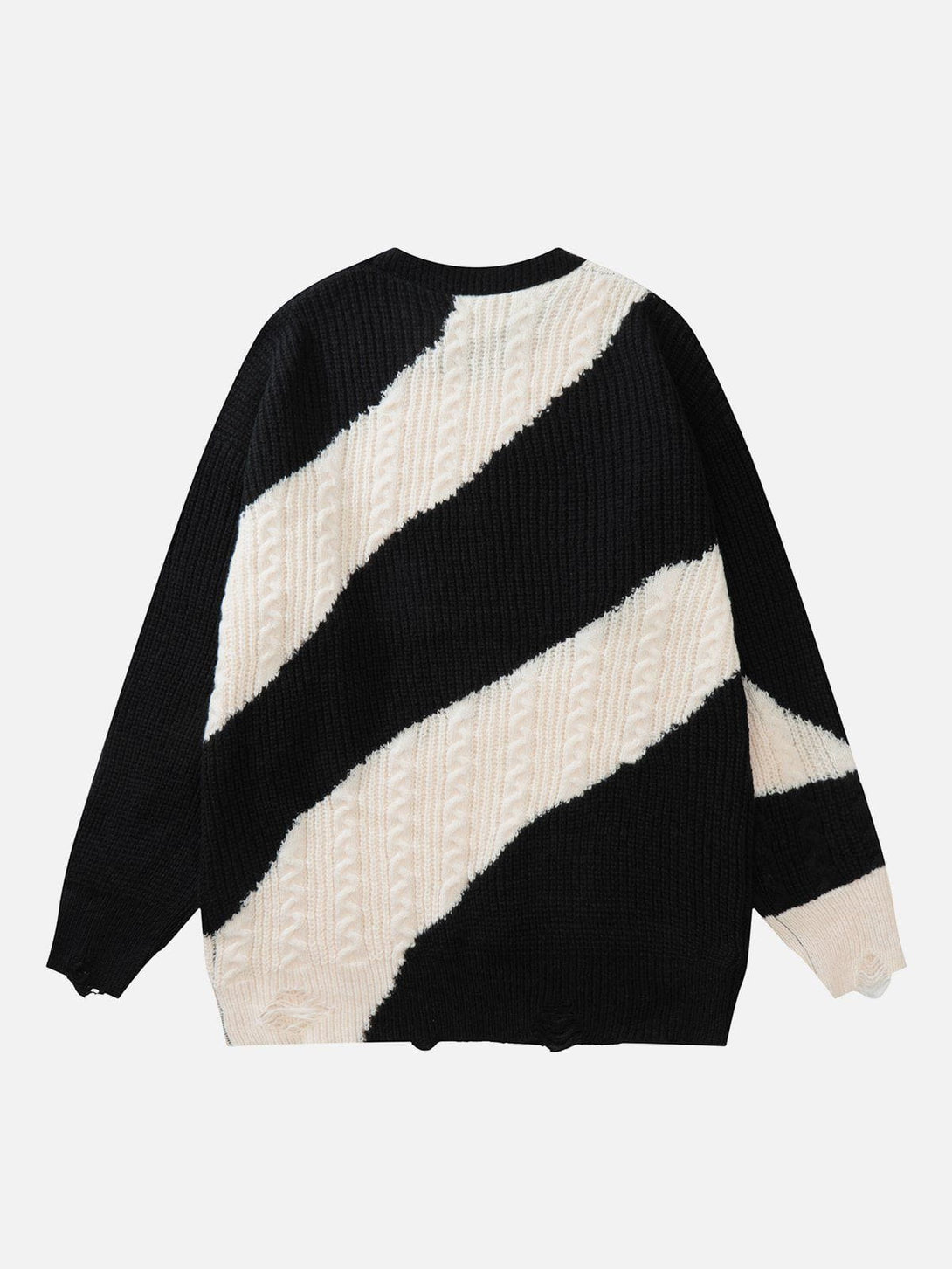 Lacezy - Irregular Contrast Stripe Sweater- Streetwear Fashion - lacezy.com