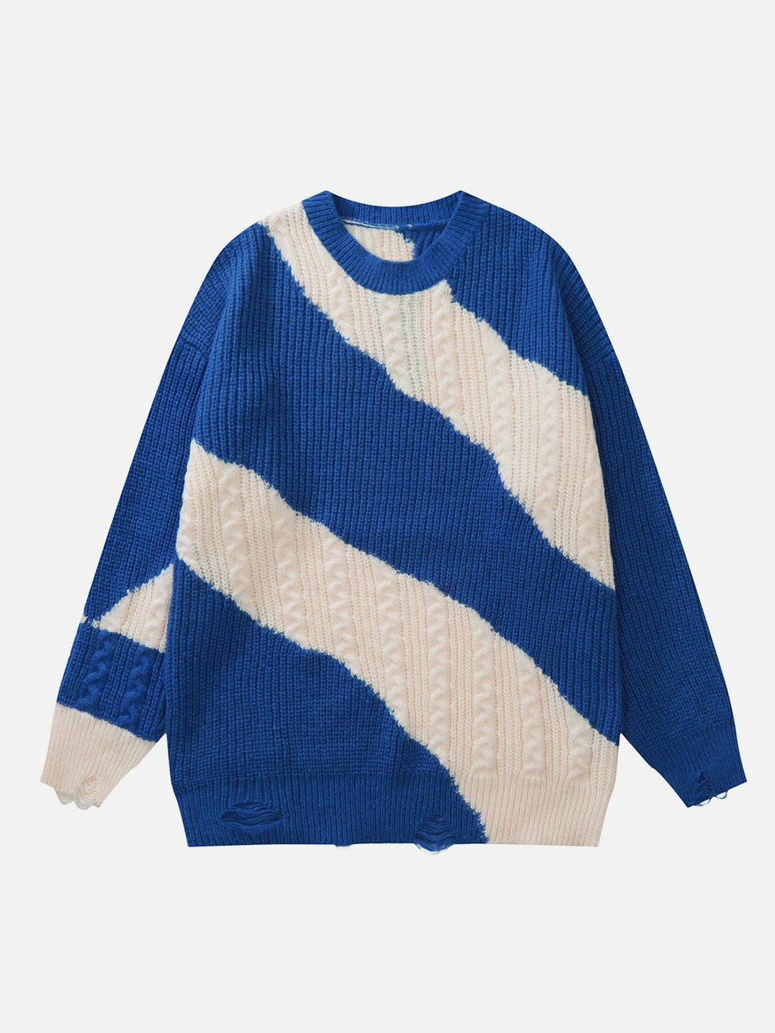 Lacezy - Irregular Contrast Stripe Sweater- Streetwear Fashion - lacezy.com