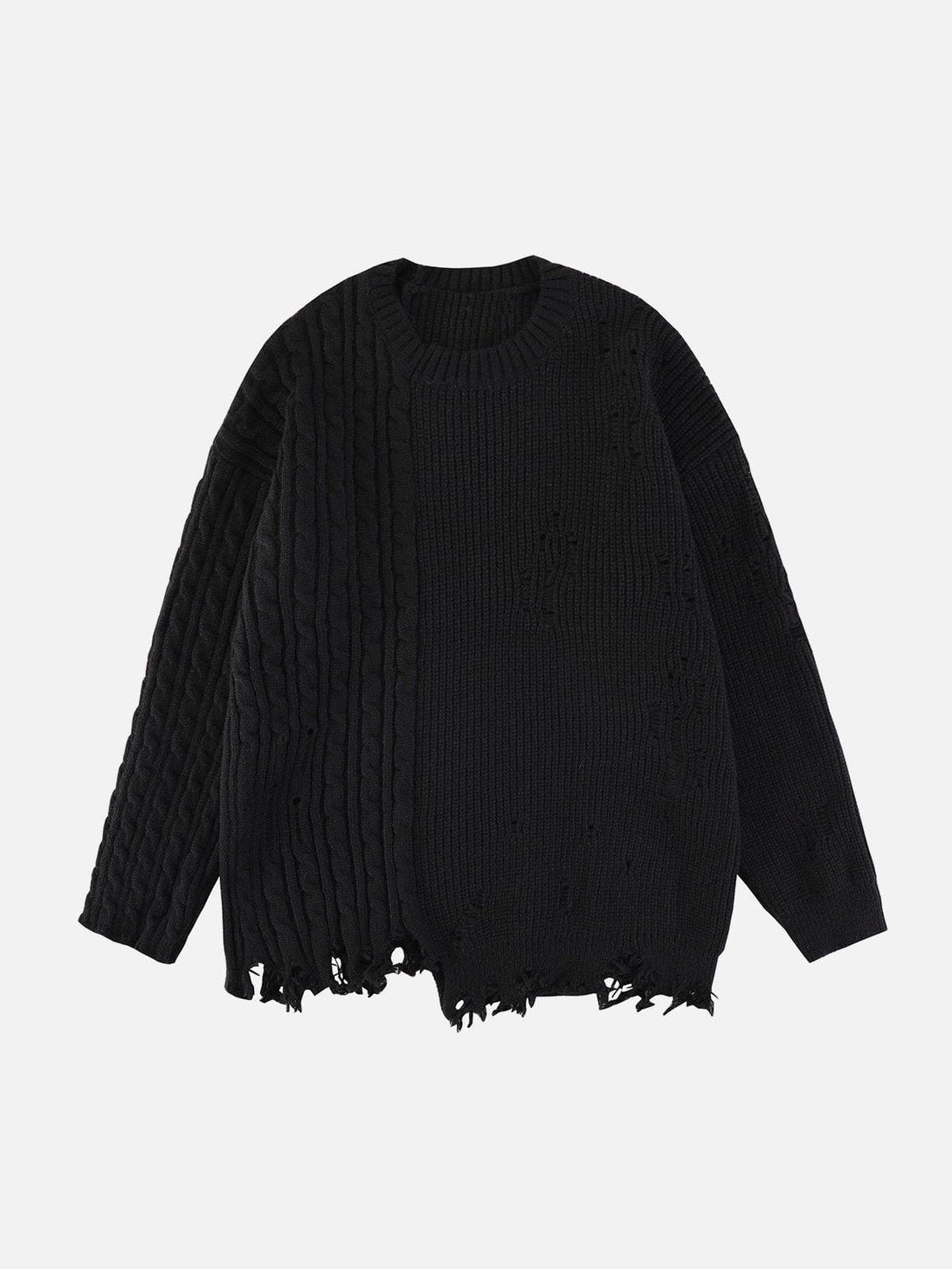 Lacezy - Irregular Patchwork Twist Sweater- Streetwear Fashion - lacezy.com