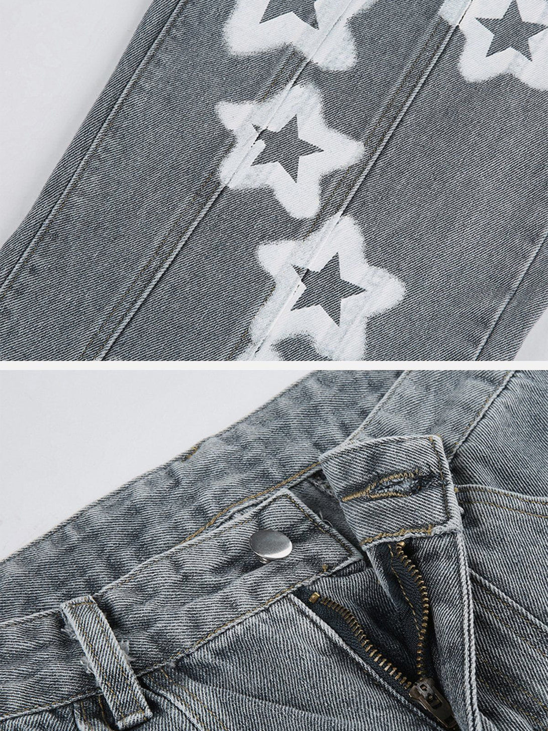 Lacezy - Irregular Star Print Jeans- Streetwear Fashion - lacezy.com