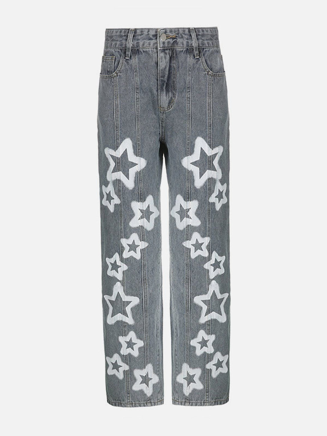 Lacezy - Irregular Star Print Jeans- Streetwear Fashion - lacezy.com