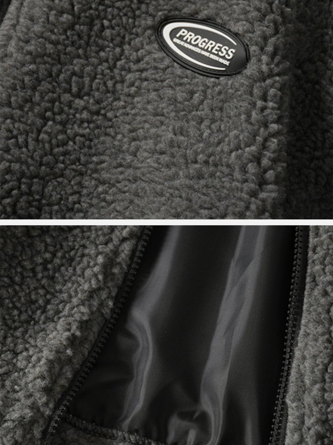 Lacezy - Labeled Lambskin Sherpa Coat- Streetwear Fashion - lacezy.com