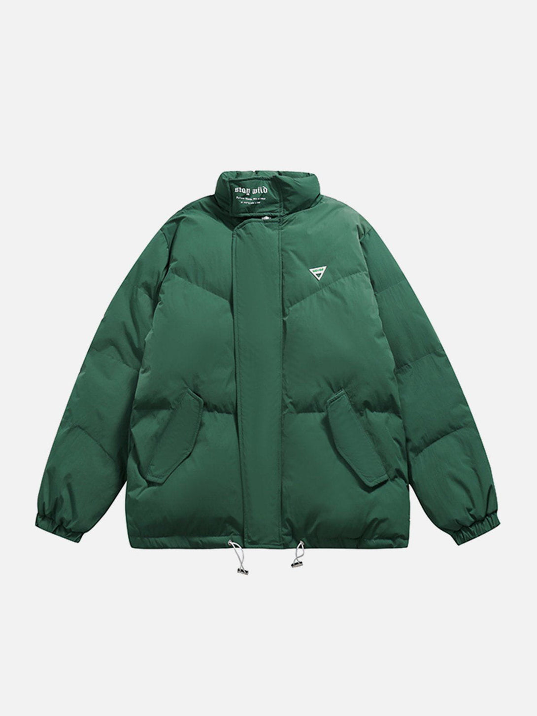 Lacezy - Labeled Solid Color Winter Coat- Streetwear Fashion - lacezy.com