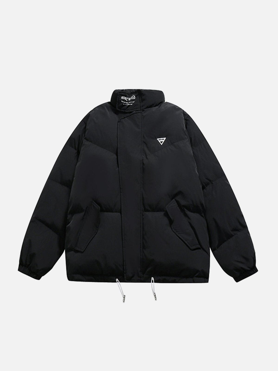 Lacezy - Labeled Solid Color Winter Coat- Streetwear Fashion - lacezy.com