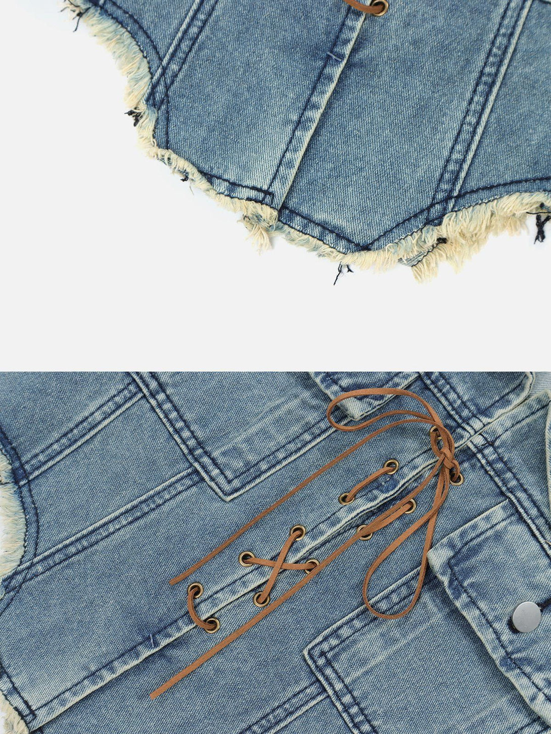 Lacezy - Lace-Up Denim Jacket- Streetwear Fashion - lacezy.com