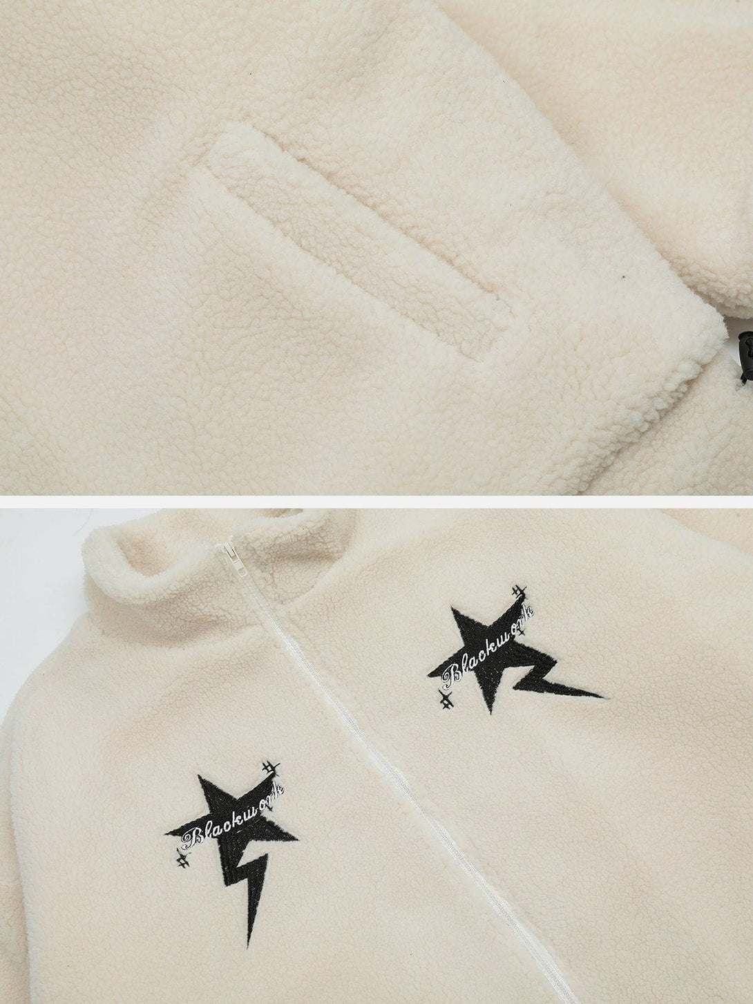 Lacezy - Lamb Applique Sherpa Coat- Streetwear Fashion - lacezy.com