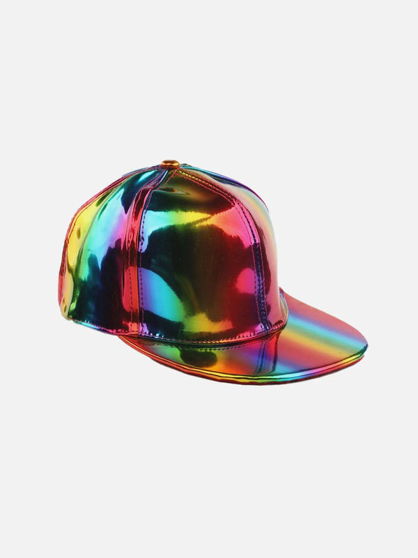 Lacezy - Laser PU Rainbow Baseball Cap- Streetwear Fashion - lacezy.com