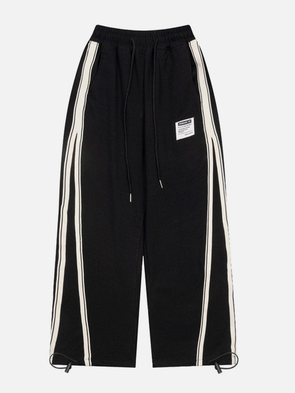 Lacezy - Leg Retractable Striped Drawstring Sweatpants- Streetwear Fashion - lacezy.com