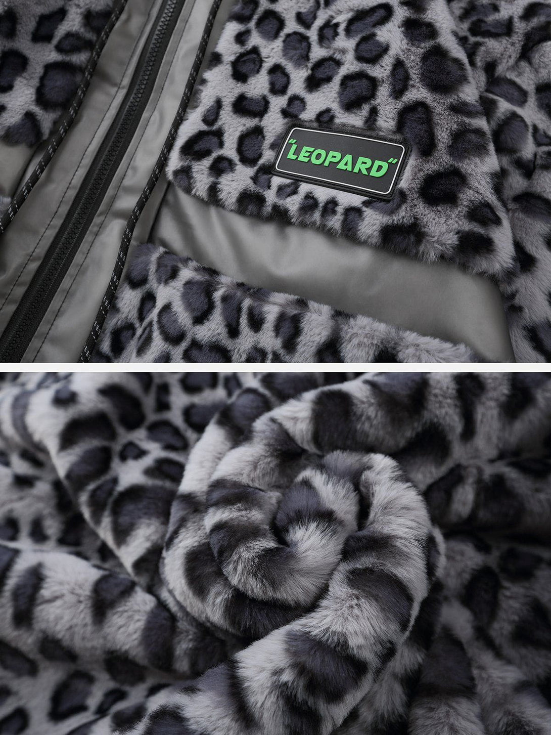 Lacezy - Leopard Plush Stitching Transparent PU Winter Coat- Streetwear Fashion - lacezy.com