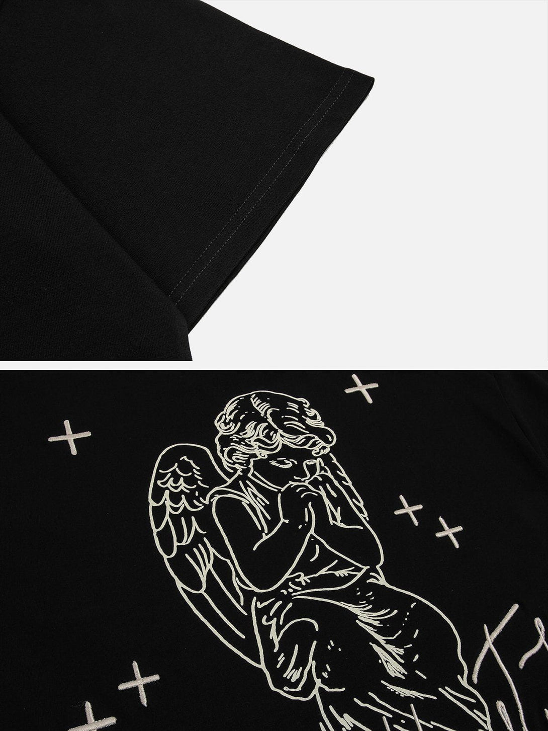 Lacezy - Letter Angel Print Tee- Streetwear Fashion - lacezy.com