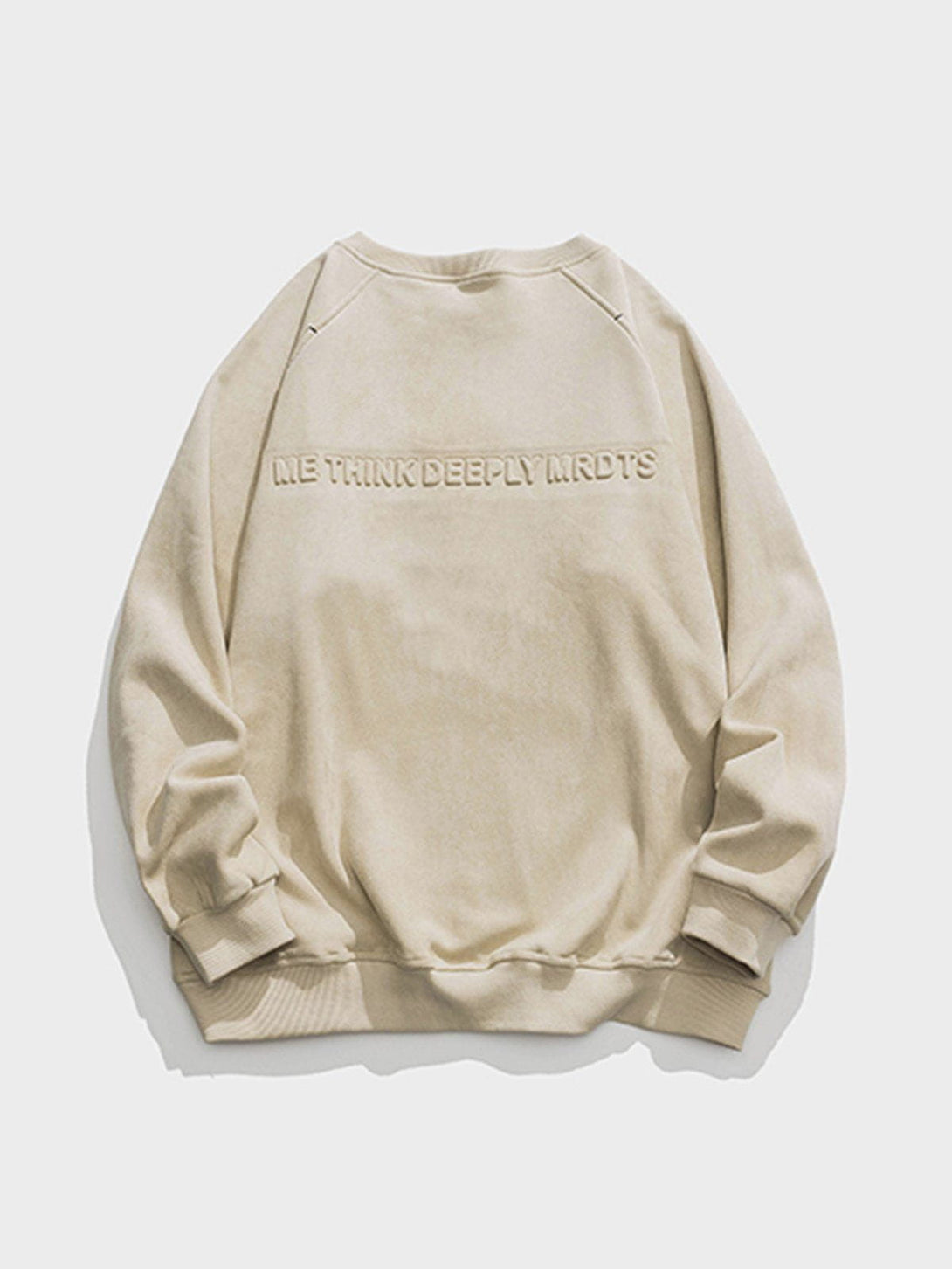 Lacezy - Letter Embossed Suede Sweatshirt- Streetwear Fashion - lacezy.com