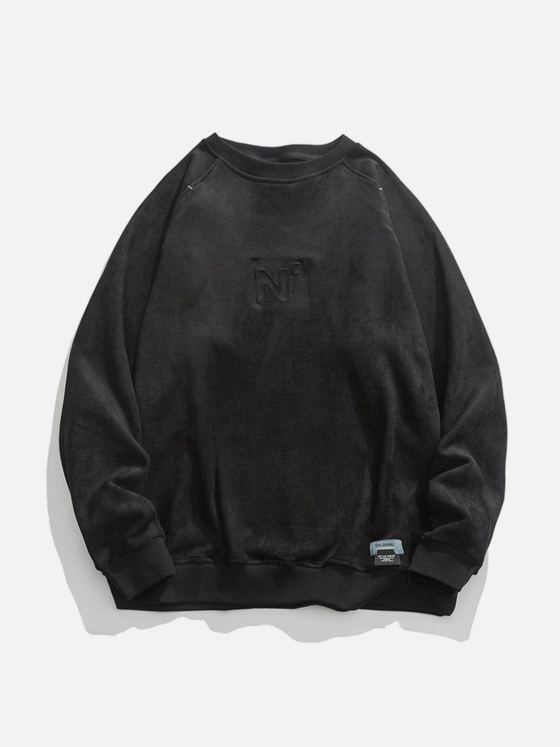 Lacezy - Letter Embossed Suede Sweatshirt- Streetwear Fashion - lacezy.com