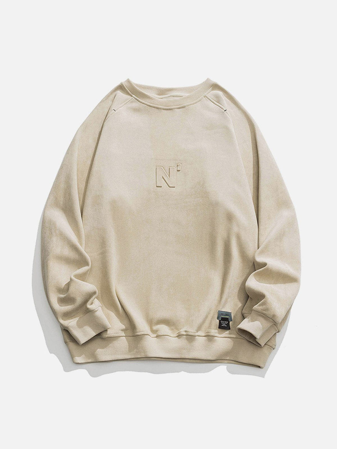 Lacezy - Letter Embossed Suede Sweatshirt- Streetwear Fashion - lacezy.com