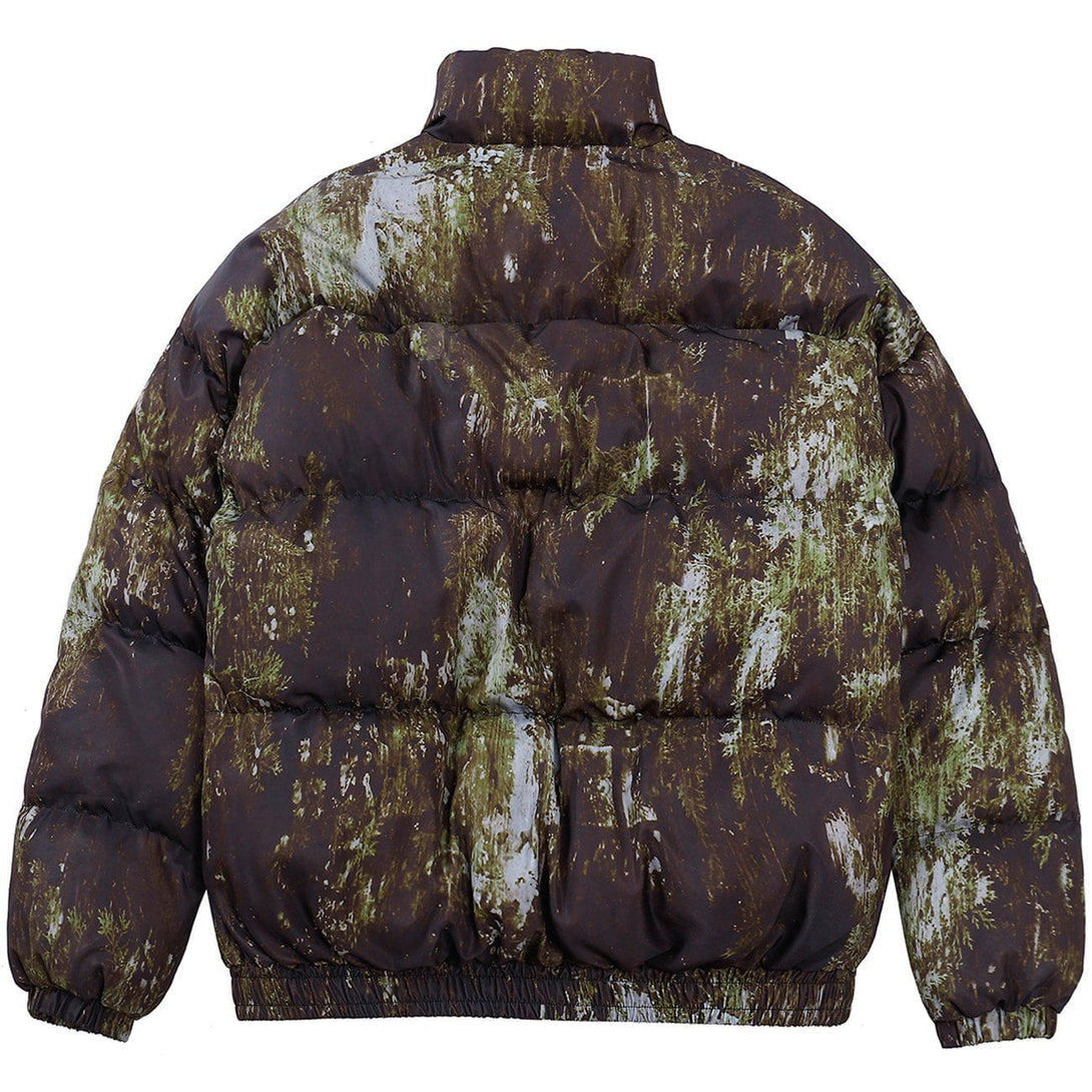 Lacezy - Letter Embroidered Camouflage Winter Coat- Streetwear Fashion - lacezy.com