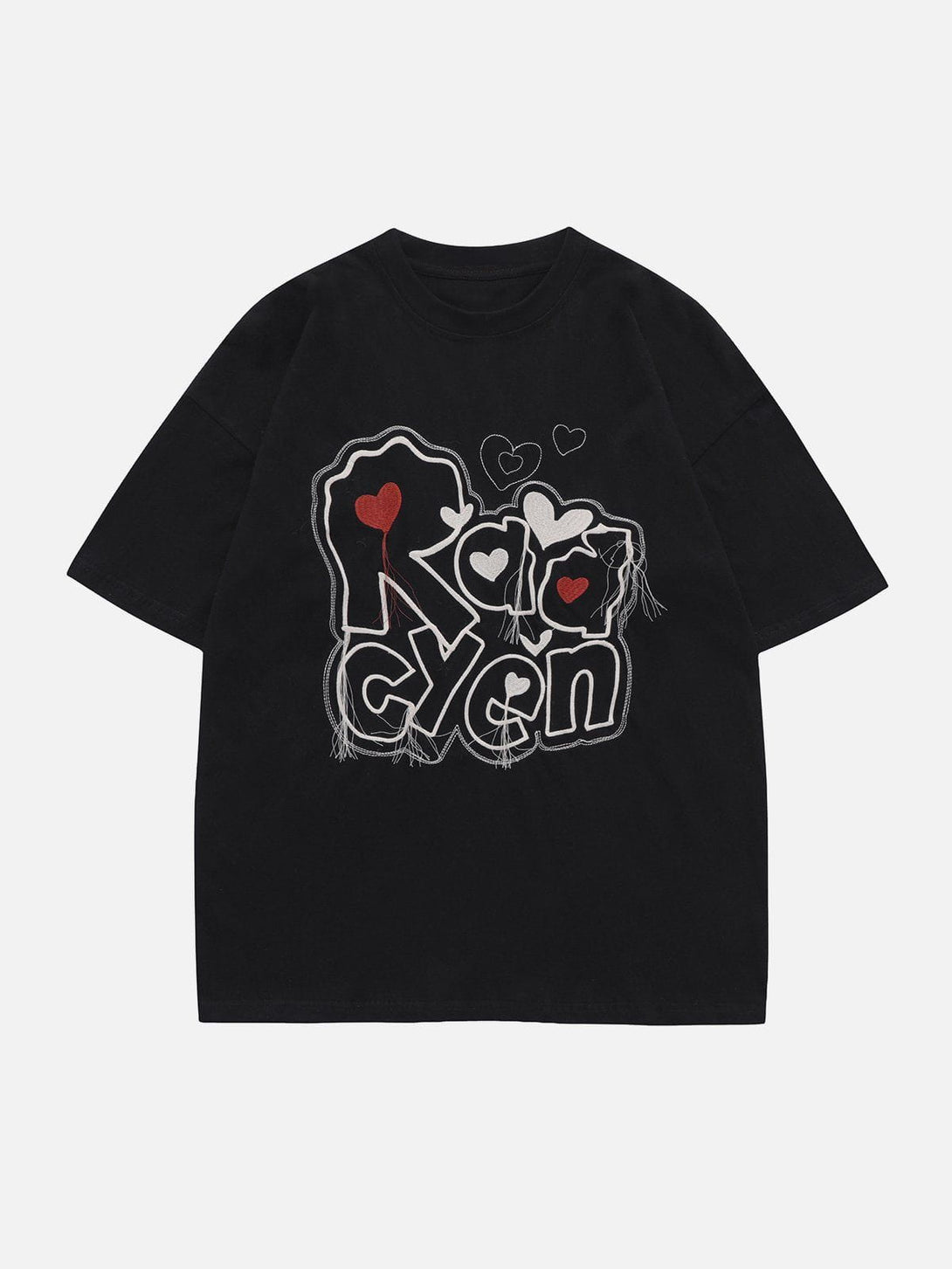 Lacezy - Letter Embroidery Heart Element Tee- Streetwear Fashion - lacezy.com