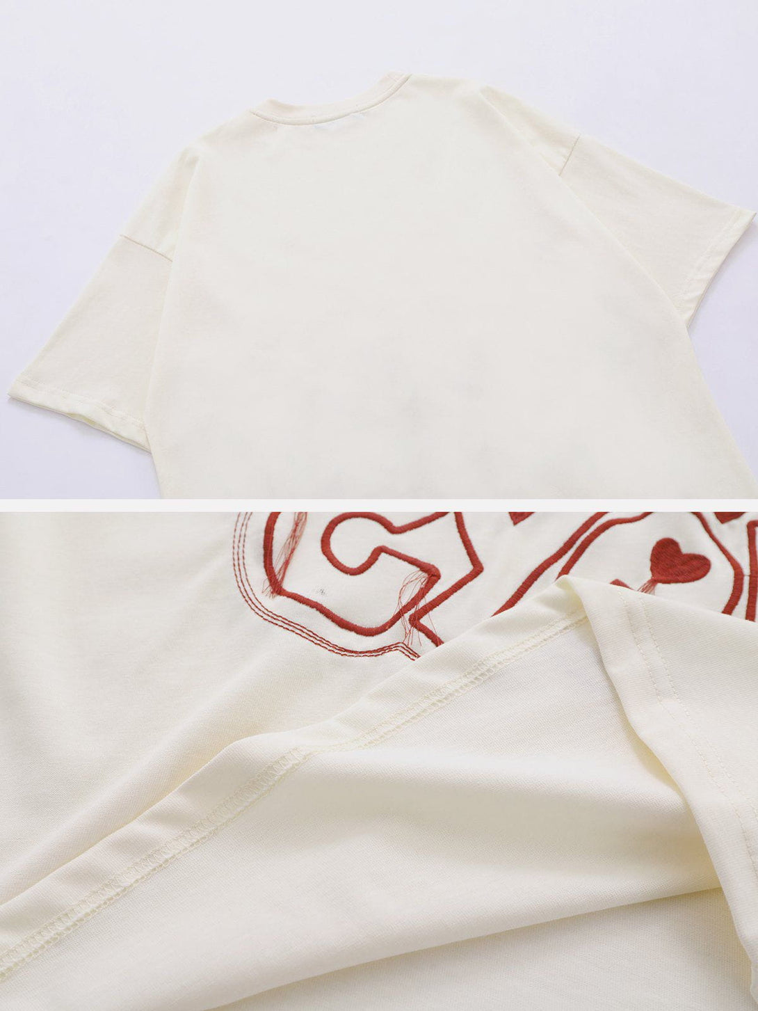 Lacezy - Letter Embroidery Heart Element Tee- Streetwear Fashion - lacezy.com