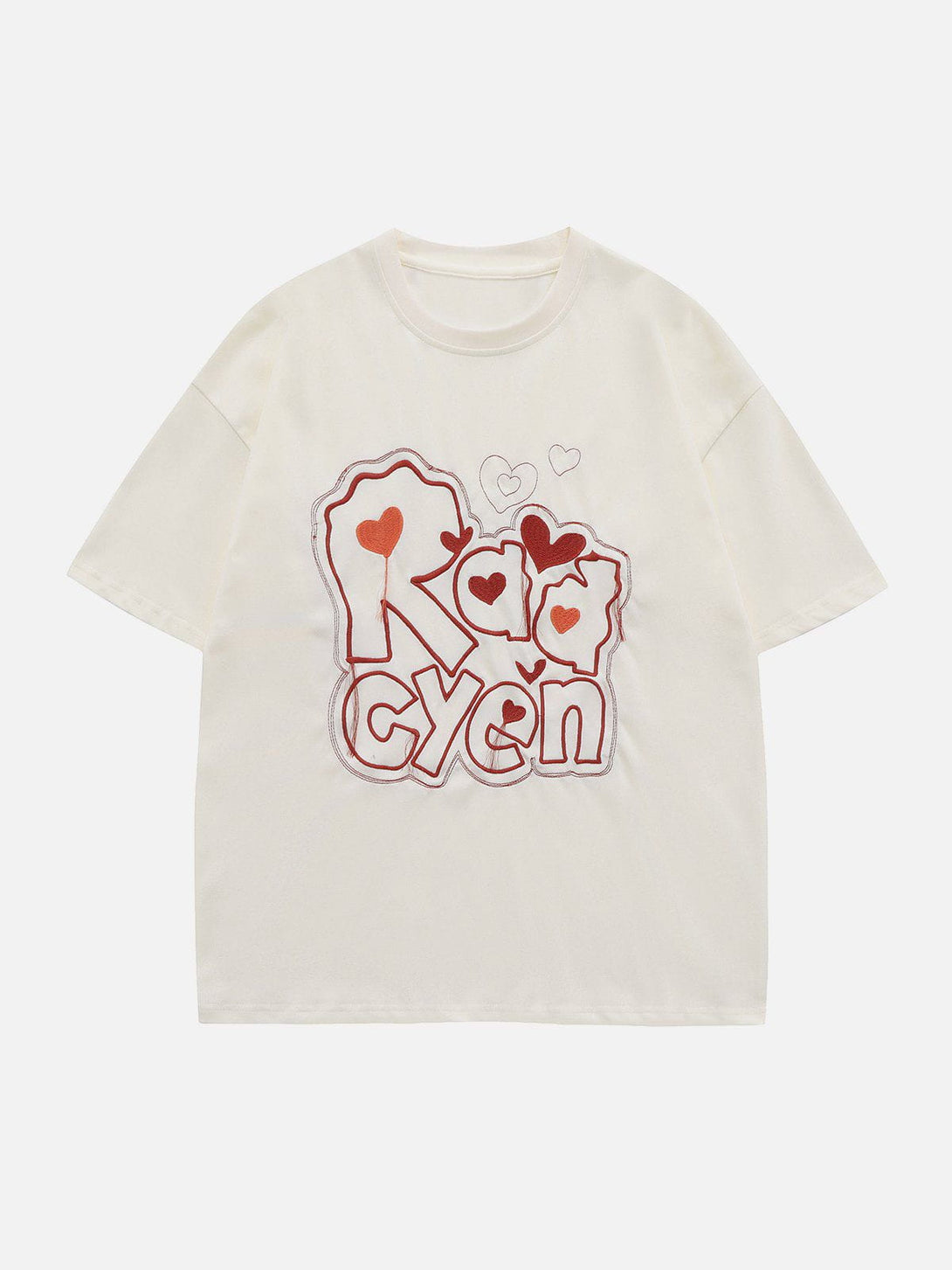 Lacezy - Letter Embroidery Heart Element Tee- Streetwear Fashion - lacezy.com