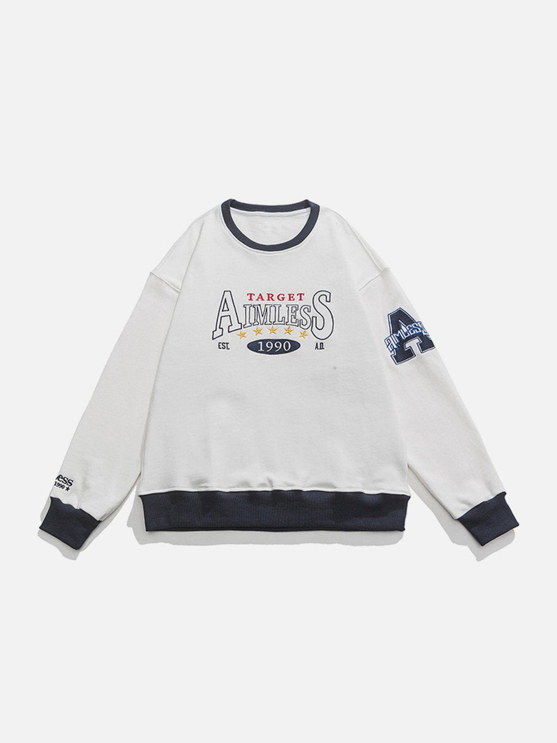 Lacezy - Letter Embroidery Patchwork Sweatshirt- Streetwear Fashion - lacezy.com